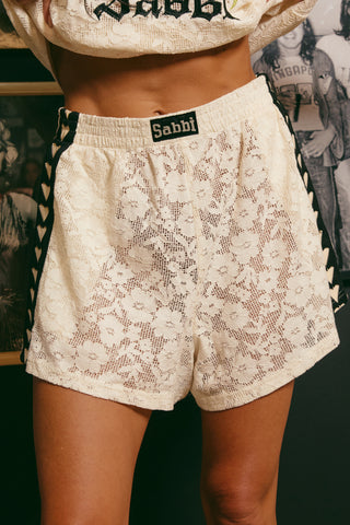 THE MINI HEARTS LACE SHORTS - CREAM