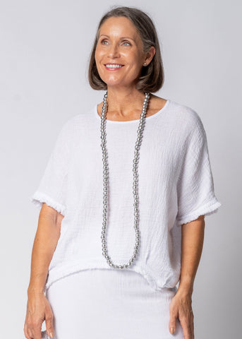 Nixie Linen Top in White