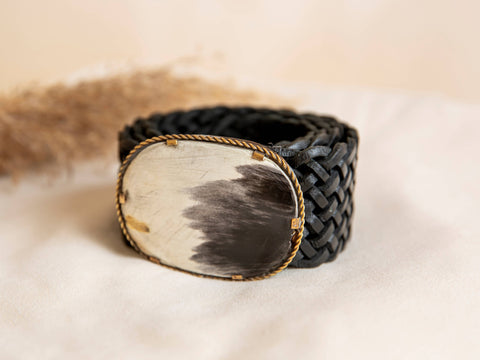 VENUS WIDE BLACK LEATHER BELT