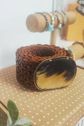CINTURON DE CUERO MARRÓN VENUS  ANCHO