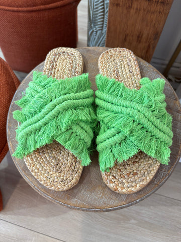 Macrame Woven Sandals -Kris Cross Green Banana
