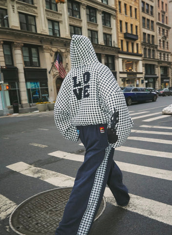 THE BE HAPPY GINGHAM PADDED BOMBER