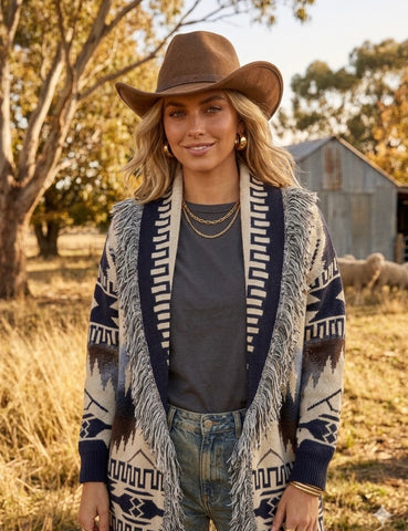 Sur Aztec Fringed Cardi