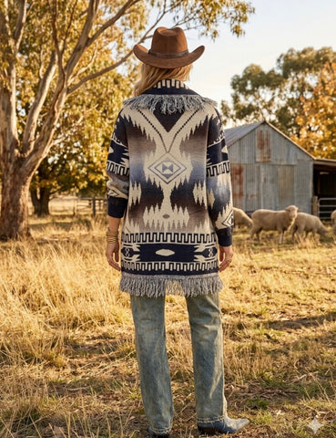 Sur Aztec Fringed Cardi