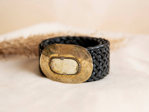 CINTURON DE CUERO NEGRO MERCURIO ANCHO