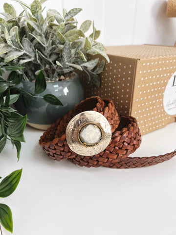 NEPTUNE NARROW BROWN LEATHER BELT