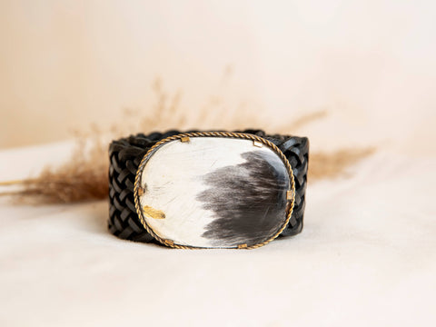 VENUS WIDE BLACK LEATHER BELT